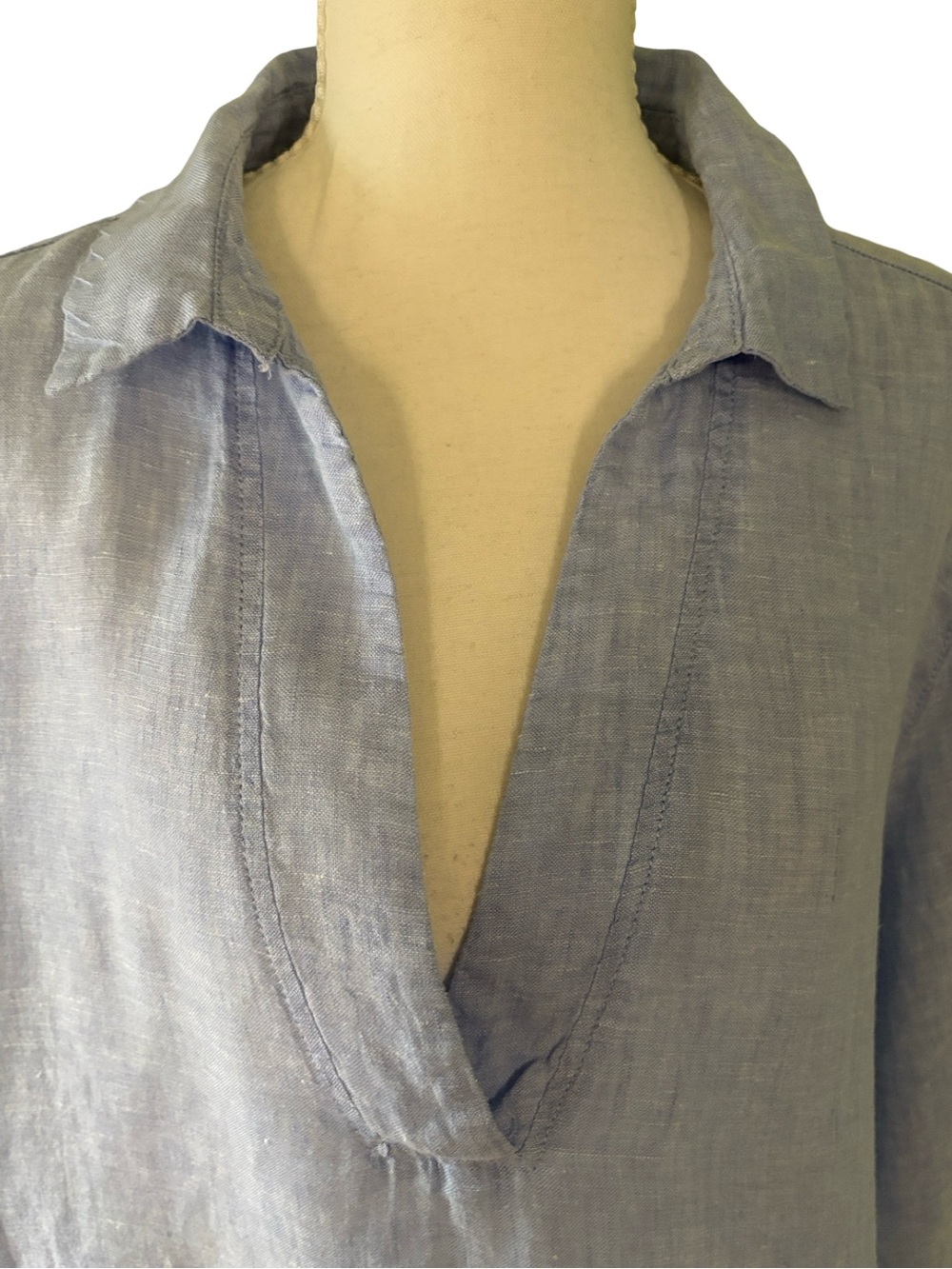 Tahari Linen Sky Blue Tunic Popover Size XL - Picture 2 of 10